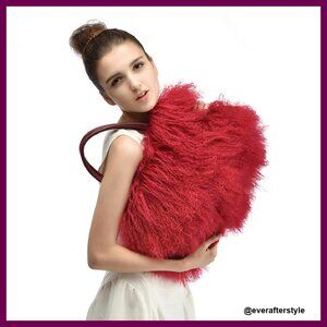 Luxury Real Lamb Fur Tote Elegant Chic Top Handle Bag Genuine Leather